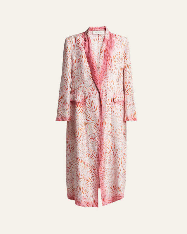 Bongo Single-Breasted Long Silk Jacket